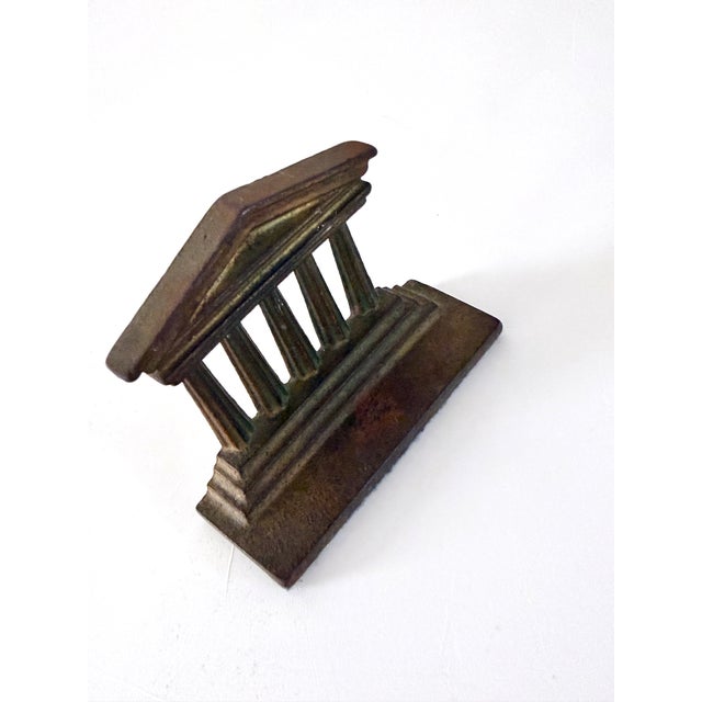 1940s Cast Iron Architectural Greek Temple Parthenon Bookends / Decor For Sale - Image 5 of 14