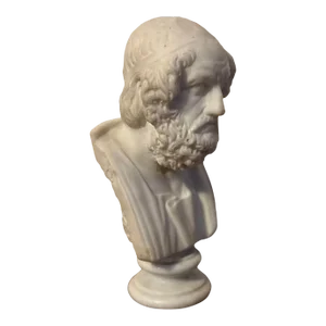 Antique 19th Century Italian Grand Tour Carved White Marble Classical Bust of Homer