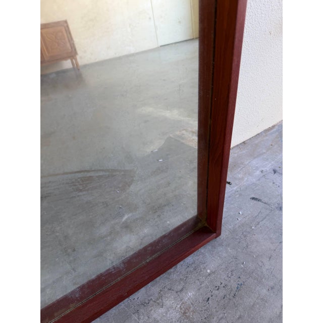 Brown Vintage Danish Modern Teak Wall Mirror – Mid Century Scandinavian Design 1960s For Sale - Image 8 of 9