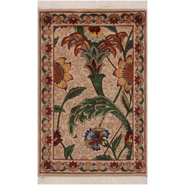 Beautiful 1990's Pak-Persian Beige/Green Wool Rug - 2'0'' X 3'2'' For Sale - Image 9 of 9