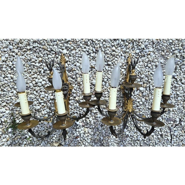 Gold Empire Two-Color Bronze Wall Lights, Set of 2 For Sale - Image 8 of 18