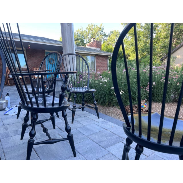 Dr Dimes Windsor Dining Chairs, Set of 8, 1992, Black Crackle Finish For Sale - Image 15 of 15