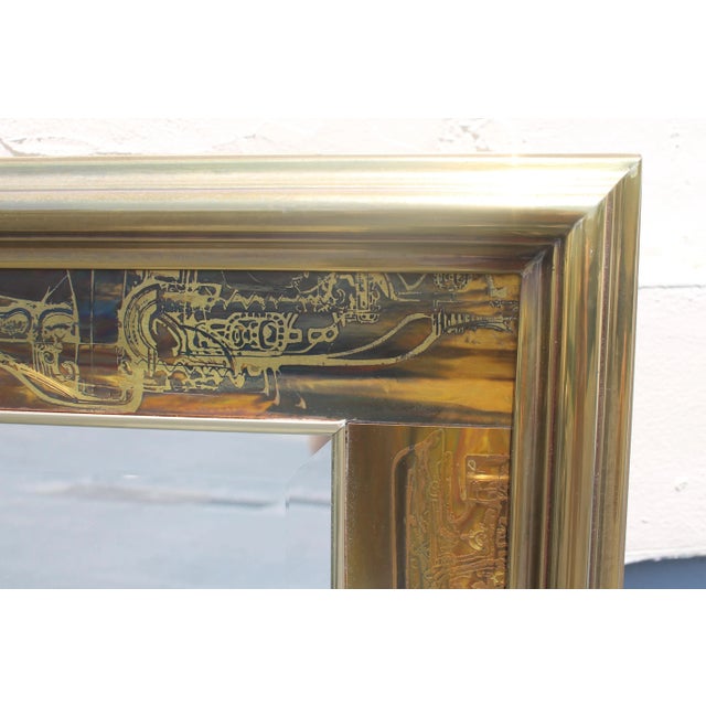 1970s 1970's Traditional Exotic Carved Wood Mastercraft Wall Mirror For Sale - Image 5 of 11