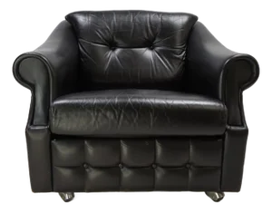 French Art Deco Style Leather Armchair, 1960s