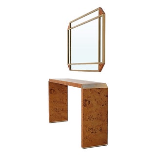 Console Table with Mirror in Briar Root by Mario Falcone for Fratelli Turri, 1970s, Set of 2 For Sale
