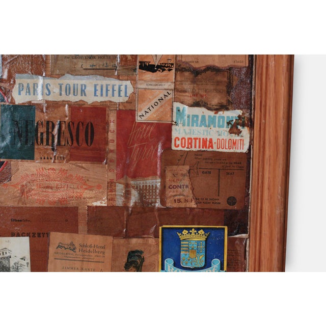 Mid-Century Framed European Grand Tour Hotel Label Collage For Sale - Image 10 of 17