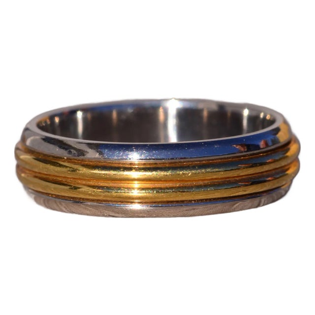 The Panda: Handmade Platinum and Yellow Gold Band For Sale