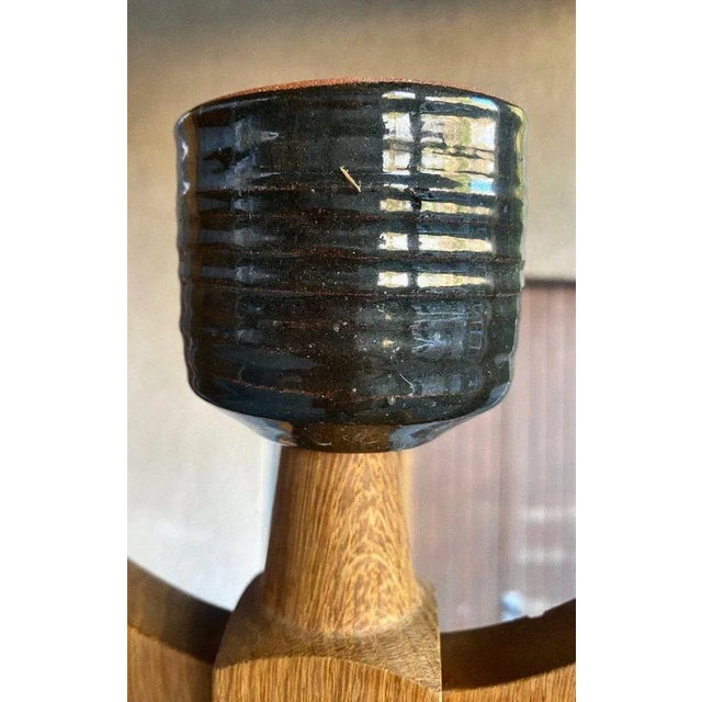 Brown Corner Bench and Incorporated Floor Lamp attributed to Guillerme Et Chambron For Sale - Image 8 of 13