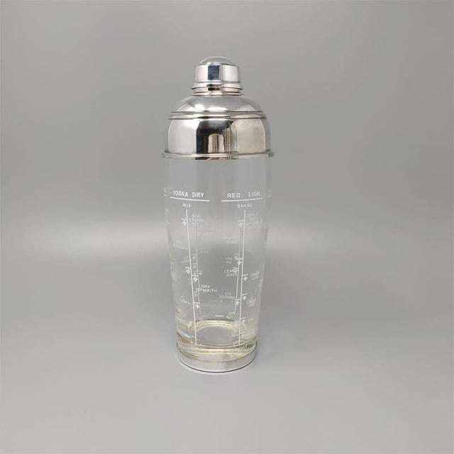 Silver Mid-Century Modern Italian Silver-Plated and Glass Recipe Cocktail Shaker by Olri, 1950s For Sale - Image 8 of 8