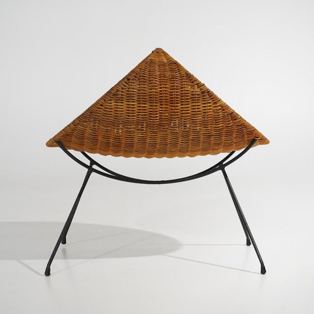 Mid-Century Modern Rattan Magazine Rack with Metal Legs, 1950s For Sale - Image 3 of 13