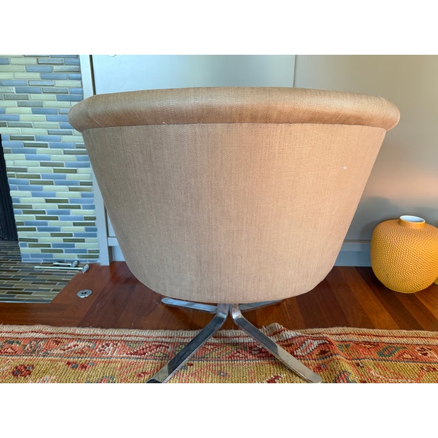 Mid-Century Modern Champagne Swivel Barrel Lounge Chairs - A Pair For Sale In Los Angeles - Image 6 of 11