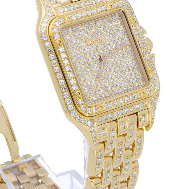 Cartier Panthere Jumbo in 18k Gold Factory Diamond Pave Dial & Bracelet Watch For Sale - Image 14 of 16