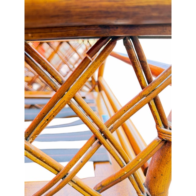 Wood Pair of Vintage Ficks Reed Rattan Lounge Chair Frames With Lattice Sides For Sale - Image 7 of 13