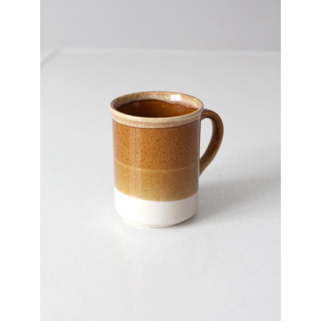 Ceramic Vintage 1970s Brown Tan and Cream Ceramic Coffee Mug For Sale - Image 7 of 12