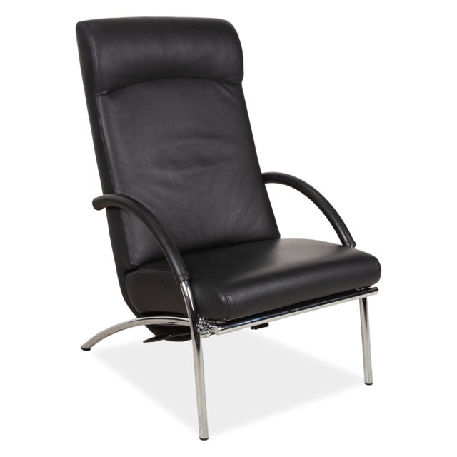 Rocky Lounge Chair in Black Leather from IP Design For Sale - Image 4 of 18