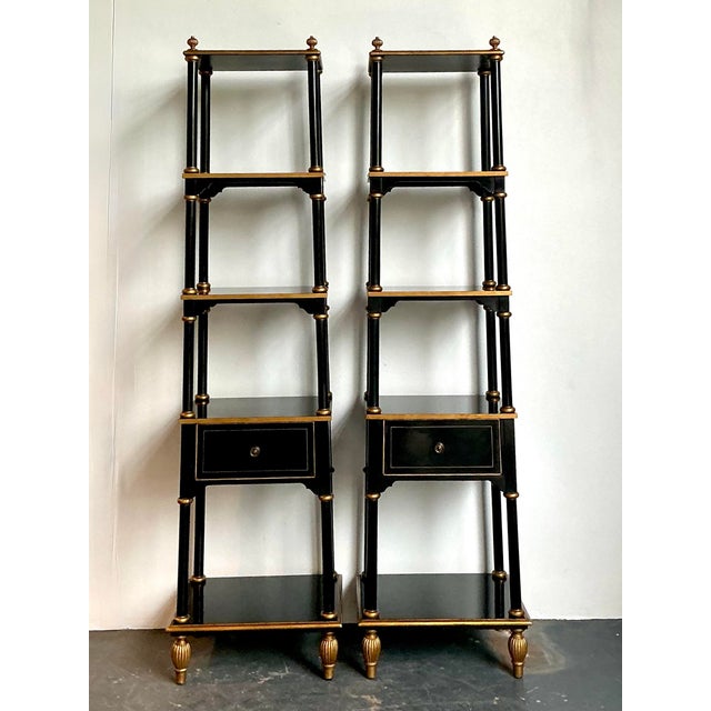 Mid-Century Modern Vintage Gilt Tipped Tapered Etagere - A Pair For Sale - Image 3 of 12