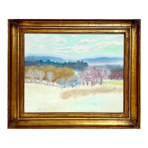 Ralph Della Volpe, Modernist Oil Painting Bucolic Valley Woods Landscape Ralph Della Volpe