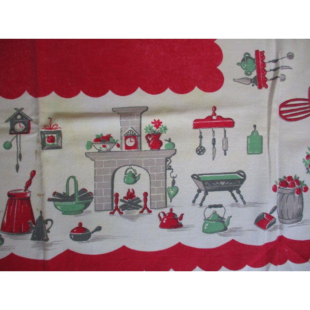 1950s Americana / Country Red Cotton Tablecloth For Sale In Columbia, SC - Image 6 of 8