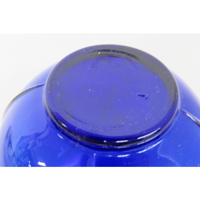 Vintage Cobalt Blue Ribbed Glass Vase 4565b For Sale - Image 9 of 11