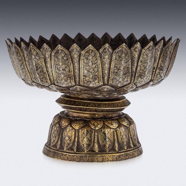 Large 19th Century Thai Silver-Gilt Niello Enamel Bowl, 1800s For Sale - Image 3 of 18