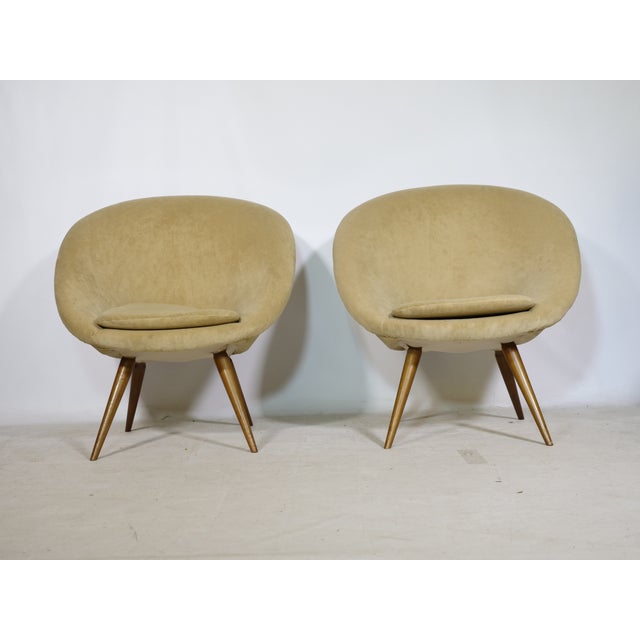 Mid-Century Modern Mid-Century Shell Lounge Chairs in the style of Jean Royère, 1950s, Set of 2 For Sale - Image 3 of 12