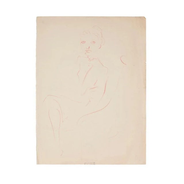 Manfredo Borsi - Portrait - Original Pastel- Mid-20th Century For Sale - Image 3 of 3