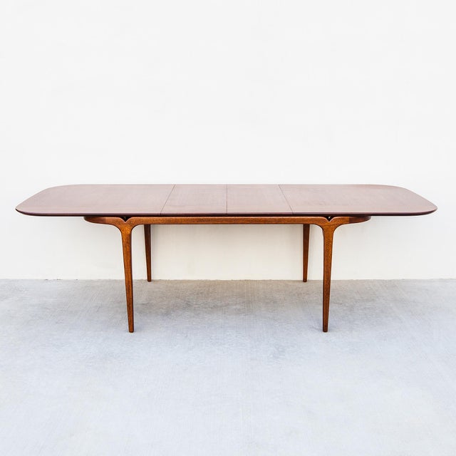Restored 1950s Mahogany Dining Table With Two Leaves Attributed to Brown Saltman For Sale - Image 15 of 15