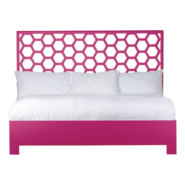 Honeycomb Platform Bed King, Hot Pink For Sale