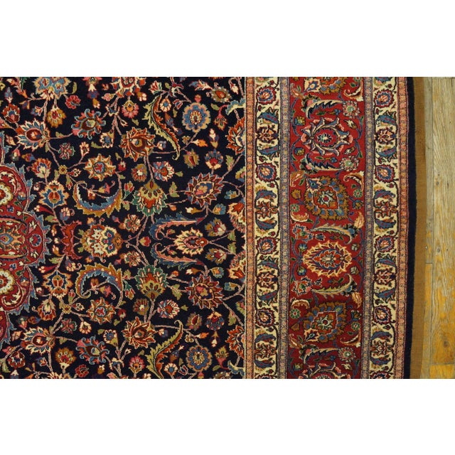 1940s 1940s Antique Black Medallion Mashad Khorassan Northeastern Knotted Wool Rug For Sale - Image 5 of 7
