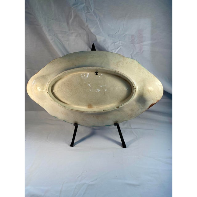 Blue Antique, French Majolica Asparagus Platter - 1900s For Sale - Image 8 of 8