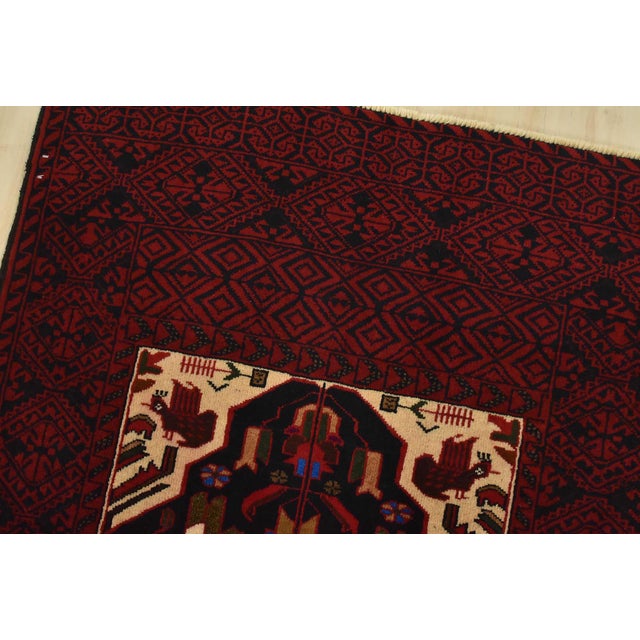 Baloch Rug 3’3” X 5’10” Blue Wool Vintage Tribal Hand-Knotted Oriental Carpet For Sale In Philadelphia - Image 6 of 12