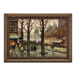 Impressionist Parisian Boulevard Scene, Oil on Canvas Painting Signed M. Serval
