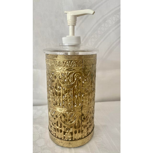 Vintage Hollywood Regency Gold Tone Ormolu French Drape Filigree Soap Dispenser For Sale - Image 11 of 11