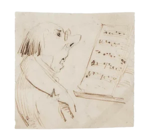Music Teacher Original Black China Ink Drawing
