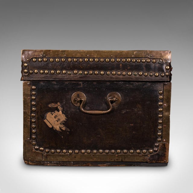 Brown Antique Etonian Steamer Trunk, English, Leather, Travel Chest, Victorian, c.1880 For Sale - Image 8 of 12