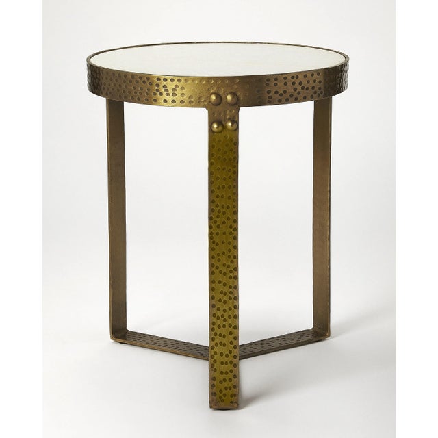 Spritely Home Accent Furniture Elton Marble & Metal Accent Table, Gold For Sale - Image 4 of 4