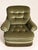 Pair of English-style toadstool armchairs, circa 1960, fully upholstered in olive green velvet. The backrest is divided...
