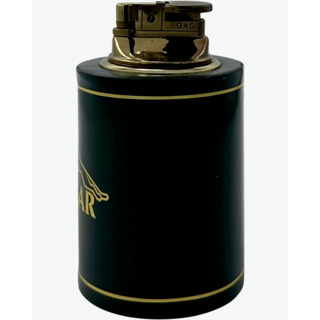 Vintage Jaguar Green Leather Table Lighter Made in England For Sale - Image 10 of 11