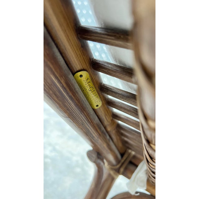 Mid 20th Century McGuire Organic Modern Rattan Lounge Chairs (Pair) With Ottoman For Sale - Image 11 of 12