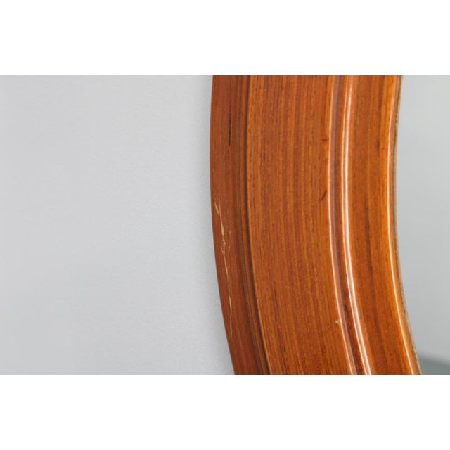 Wood Vintage Italian Oval Wooden Mirror, 1970s For Sale - Image 7 of 14