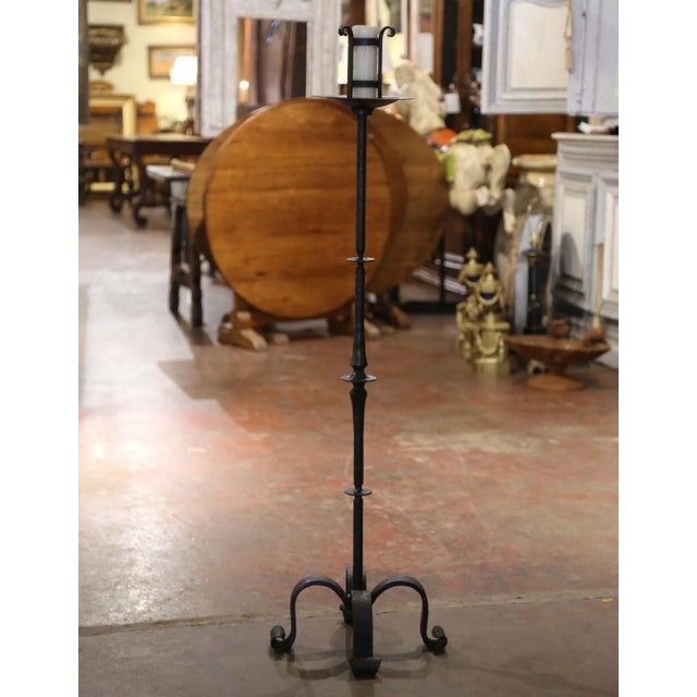 Late 18th Century 18th Century French Gothic Forged Wrought Iron Candle Holder For Sale - Image 5 of 6