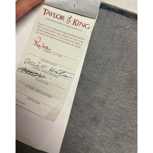 Vintage Taylor King Artisans Custom Jewel Plaid Skirted Ottoman on Brass Casters (1996) For Sale - Image 11 of 11