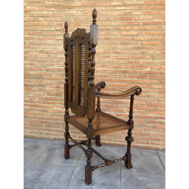 Early 20th Century Louis XVI Style French Carved Walnut Armchair with Reed Seat For Sale - Image 16 of 18
