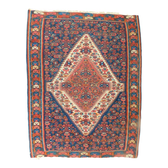Antique Persian Senneh Kilim. 3'10"x 4'10" For Sale
