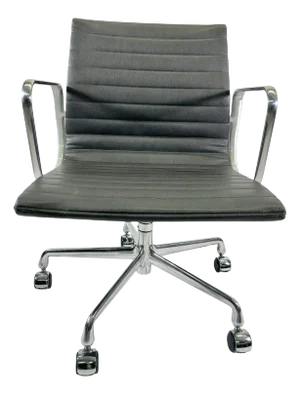2009 Herman Miller Eames Aluminum Group Management Chair in Pebble Gray Leather