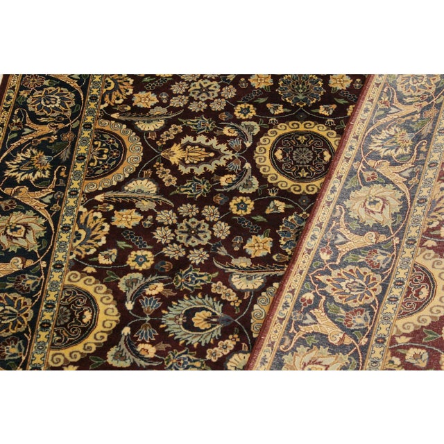 Textile Classic 1990's Pak-Persian Maroon/Blue Wool Rug - 4'7'' X 7'3'' For Sale - Image 7 of 9