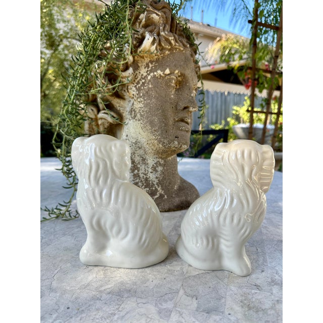 Traditional Vintage Staffordshire Porcelain Spaniel Figurines With Gilt Accents For Sale - Image 3 of 6