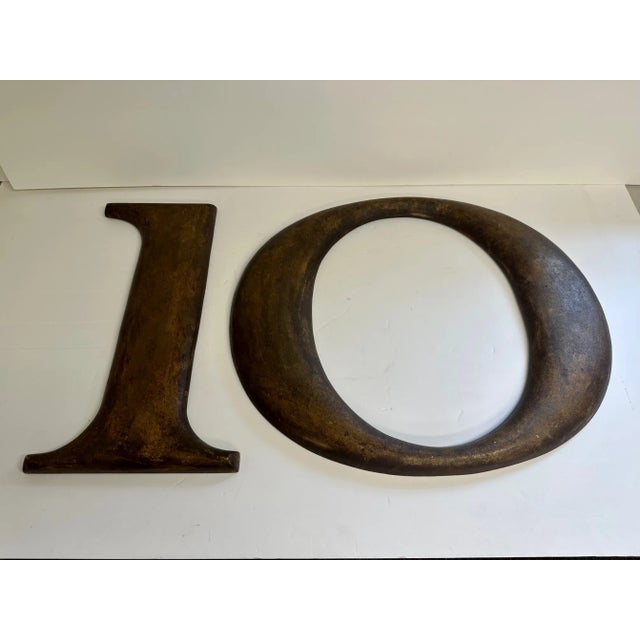 Large Woolworth & Co Gilt Metal Number Ten Sign Wall Sculpture For Sale - Image 10 of 10