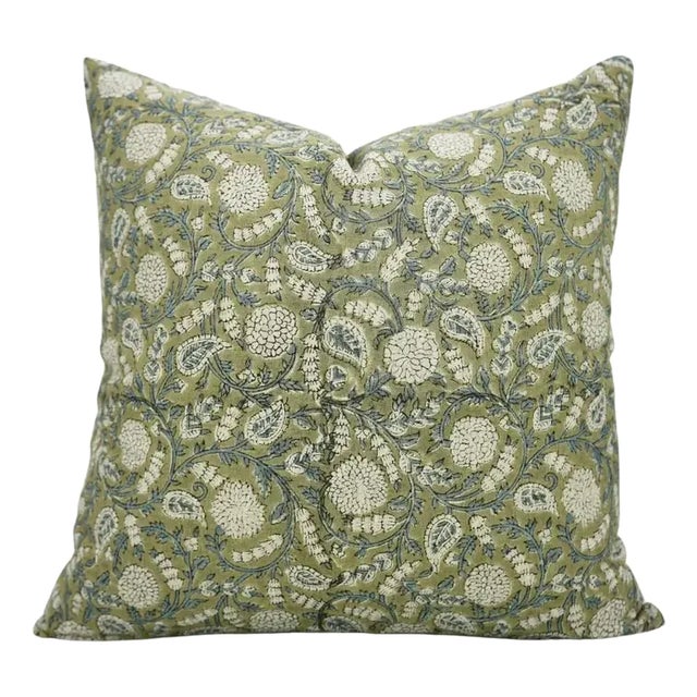 Fabdivine Cotton Linen Throw Pillow Cover 26x26 Inch Handcrafted Block Print- Gopi For Sale