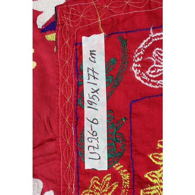 Vintage Hand Embroidered Suzani Wall Hanging, 1920s For Sale - Image 12 of 18